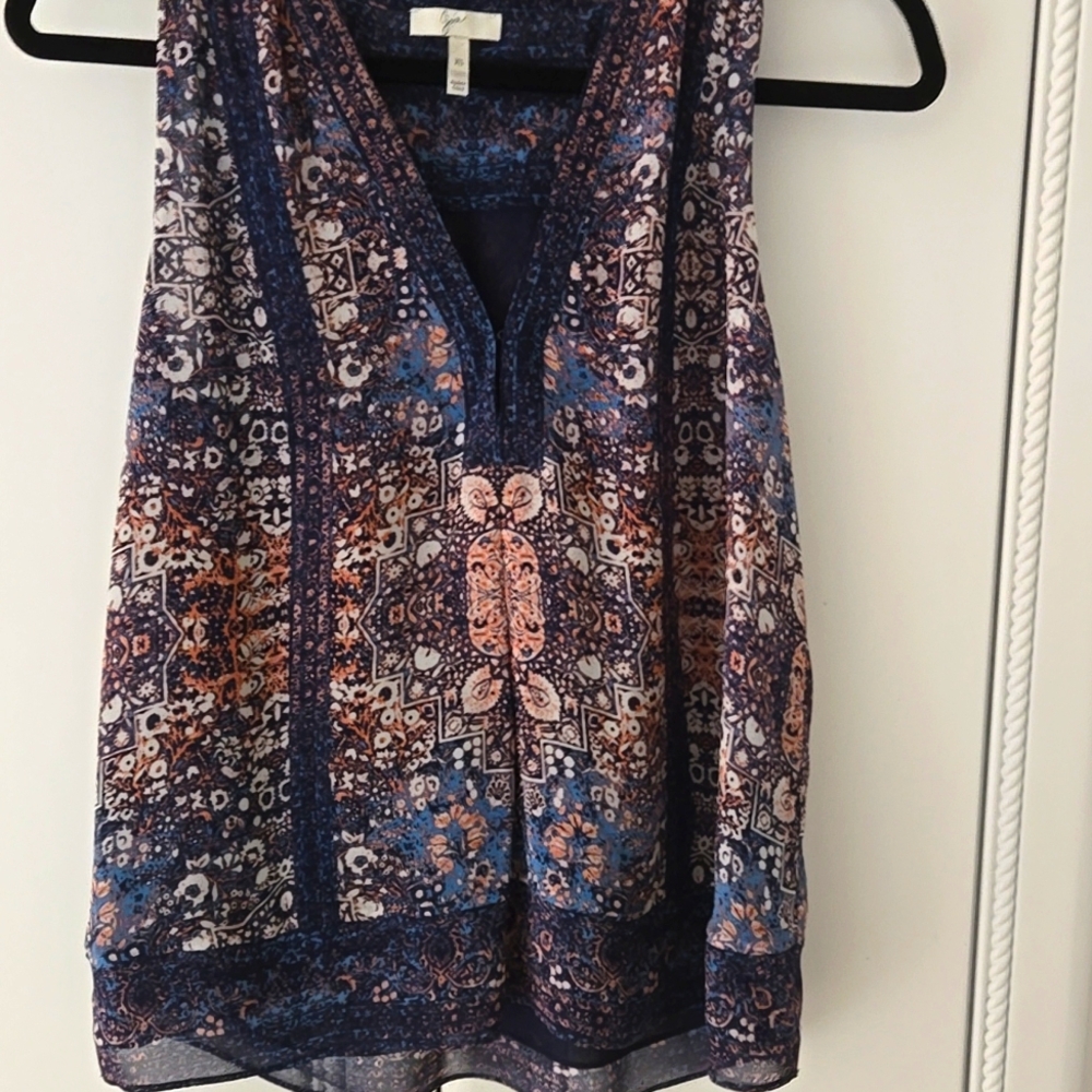 Joie Blue and Multi Color  Sleeveless Tank Top